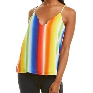 SOCIALITE Scalloped V-Neck Rainbow Camisole Tank Size Medium New